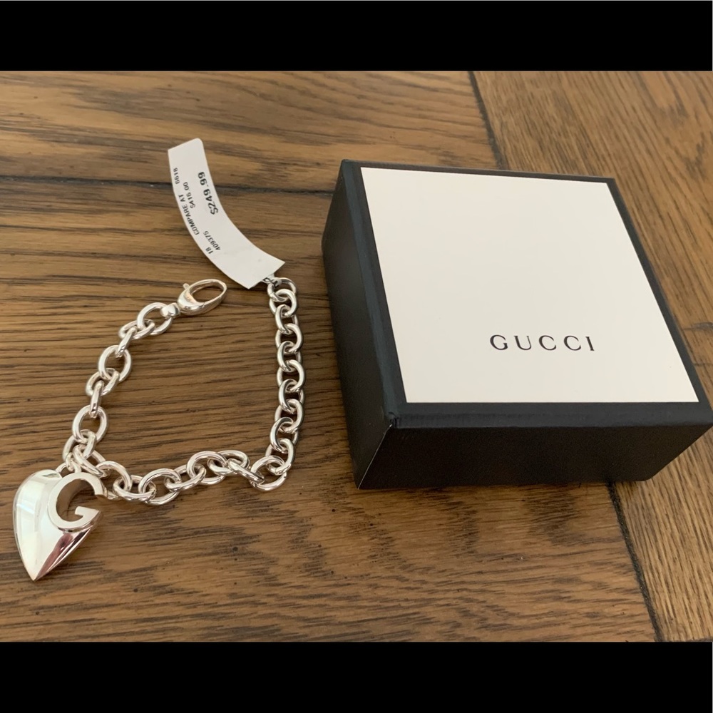 Gucci Sterling Silver Cut Out G Charm Bracelet